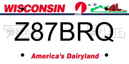Z87BRQ Wisconsin License Plate