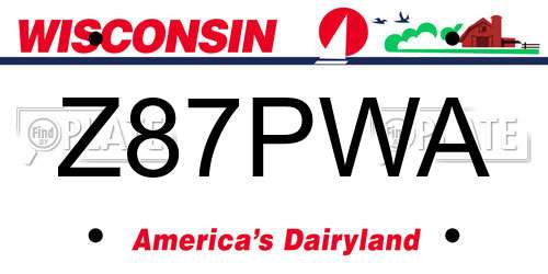 Z87PWA Wisconsin License Plate