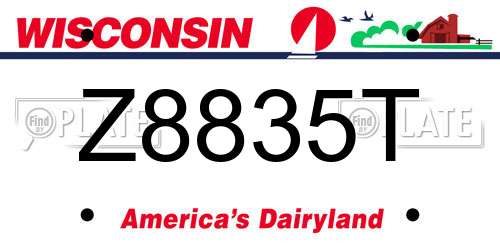 Z8835T Wisconsin License Plate