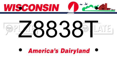 Z8838T Wisconsin License Plate