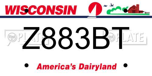 Z883BT Wisconsin License Plate