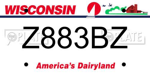 Z883BZ Wisconsin License Plate