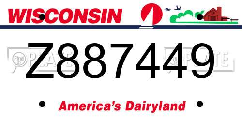 Z887449 Wisconsin License Plate