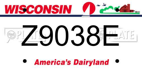 Z9038E Wisconsin License Plate
