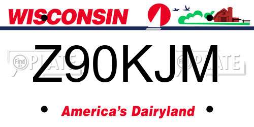 Z90KJM Wisconsin License Plate