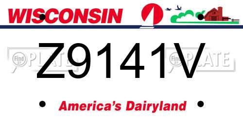 Z9141V Wisconsin License Plate