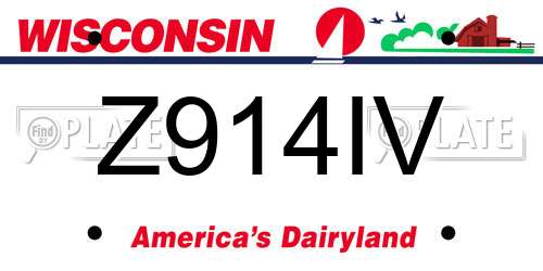 Z914IV Wisconsin License Plate