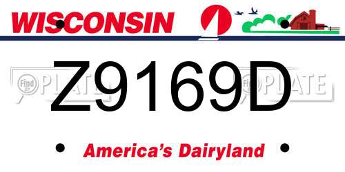 Z9169D Wisconsin License Plate