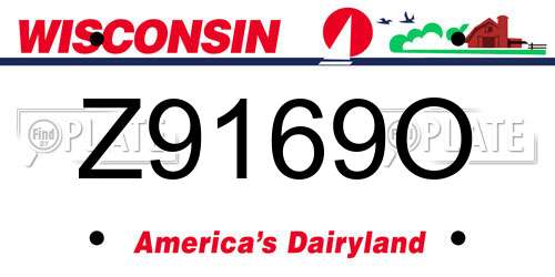 Z9169O Wisconsin License Plate