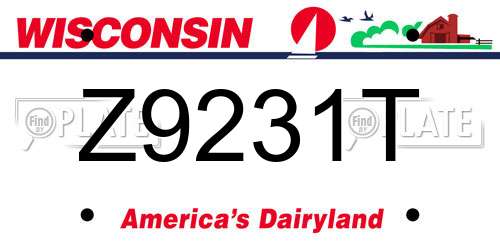 Z9231T Wisconsin License Plate