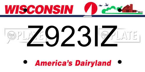 Z923IZ Wisconsin License Plate