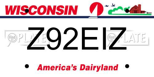 Z92EIZ Wisconsin License Plate