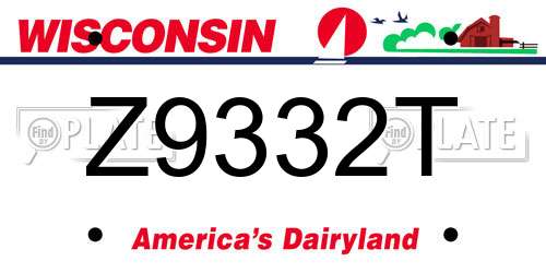 Z9332T Wisconsin License Plate