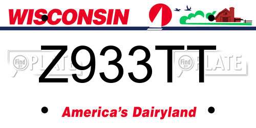 Z933TT Wisconsin License Plate