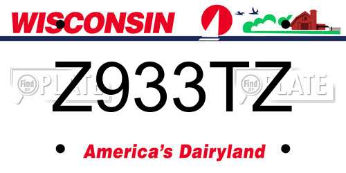 Z933TZ Wisconsin License Plate