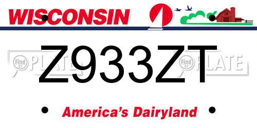 Z933ZT Wisconsin License Plate