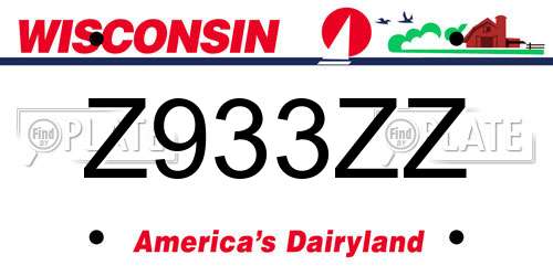 Z933ZZ Wisconsin License Plate