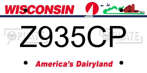 Z935CP Wisconsin License Plate