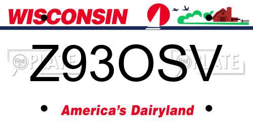 Z93OSV Wisconsin License Plate