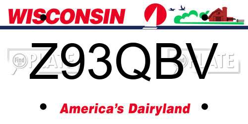 Z93QBV Wisconsin License Plate