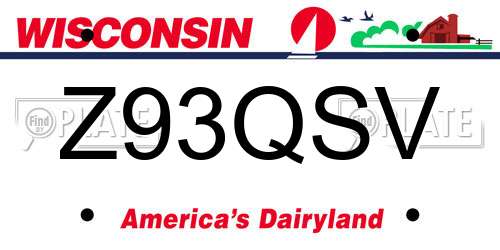 Z93QSV Wisconsin License Plate