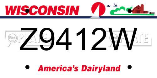 Z9412W Wisconsin License Plate