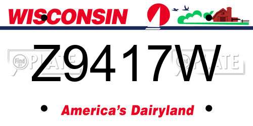 Z9417W Wisconsin License Plate