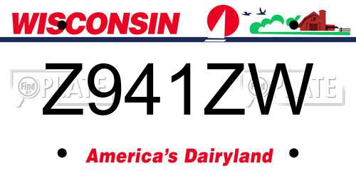 Z941ZW Wisconsin License Plate