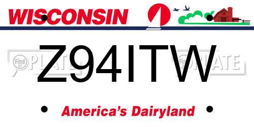 Z94ITW Wisconsin License Plate