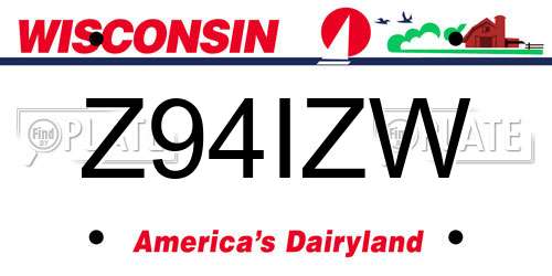 Z94IZW Wisconsin License Plate