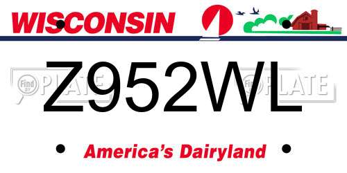 Z952WL Wisconsin License Plate