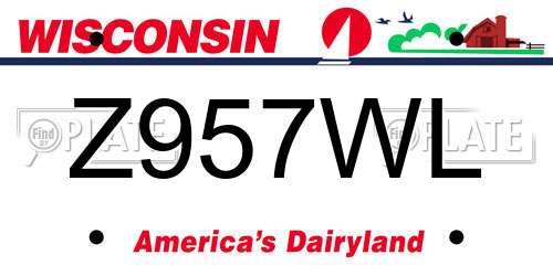 Z957WL Wisconsin License Plate