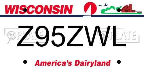 Z95ZWL Wisconsin License Plate
