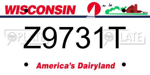 Z9731T Wisconsin License Plate