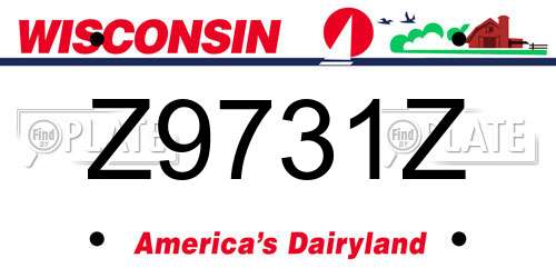 Z9731Z Wisconsin License Plate