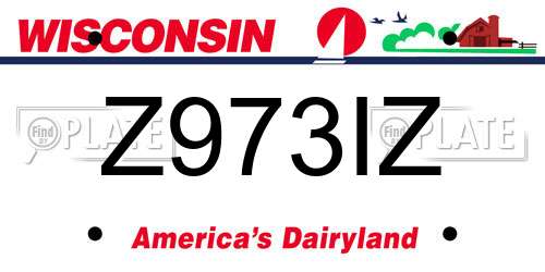 Z973IZ Wisconsin License Plate