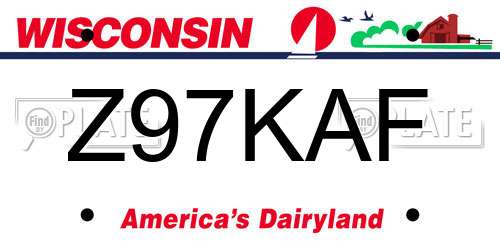 Z97KAF Wisconsin License Plate