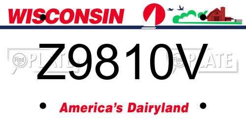 Z9810V Wisconsin License Plate
