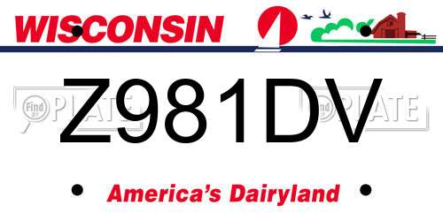 Z981DV Wisconsin License Plate