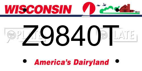 Z9840T Wisconsin License Plate