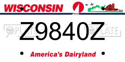 Z9840Z Wisconsin License Plate