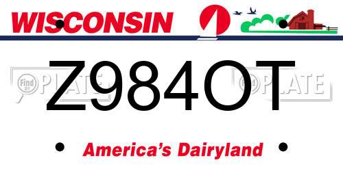 Z984OT Wisconsin License Plate