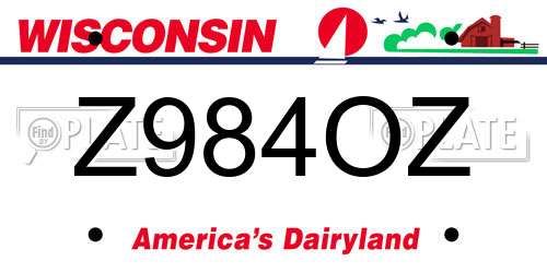 Z984OZ Wisconsin License Plate