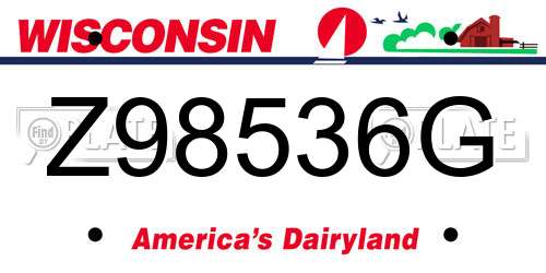 Z98536G Wisconsin License Plate