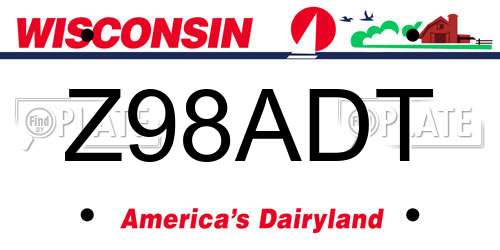 Z98ADT Wisconsin License Plate