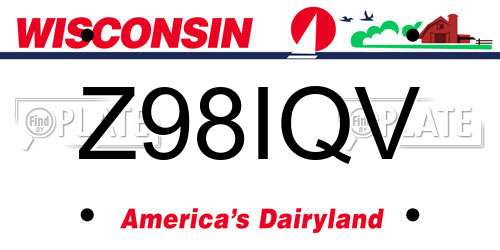 Z98IQV Wisconsin License Plate