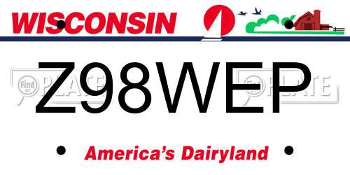Z98WEP Wisconsin License Plate