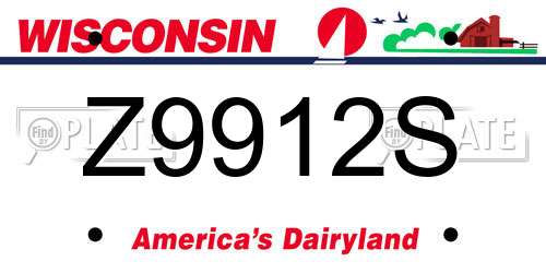 Z9912S Wisconsin License Plate