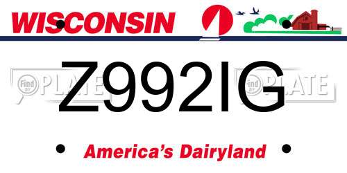 Z992IG Wisconsin License Plate