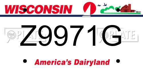 Z9971G Wisconsin License Plate